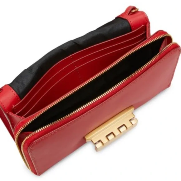 Women’s Leather Handbag ZAC Zac Posen Earthette Convertible Wallet Red Crossbody - Picture 3 of 7